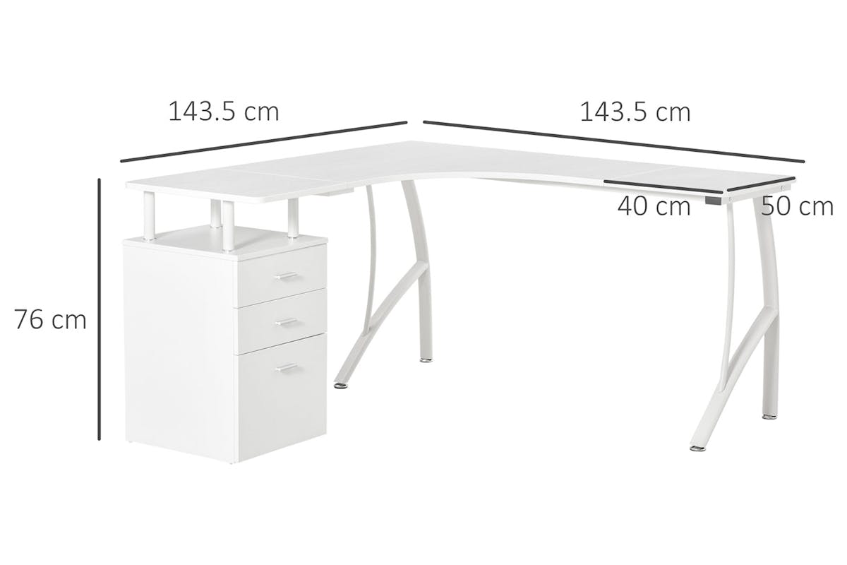 Homcom Home Office Desk | Storage Drawer | White-7