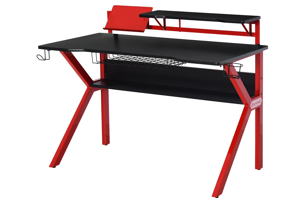 Homcom Small Gaming Desk with Cup Holder | Red/Black