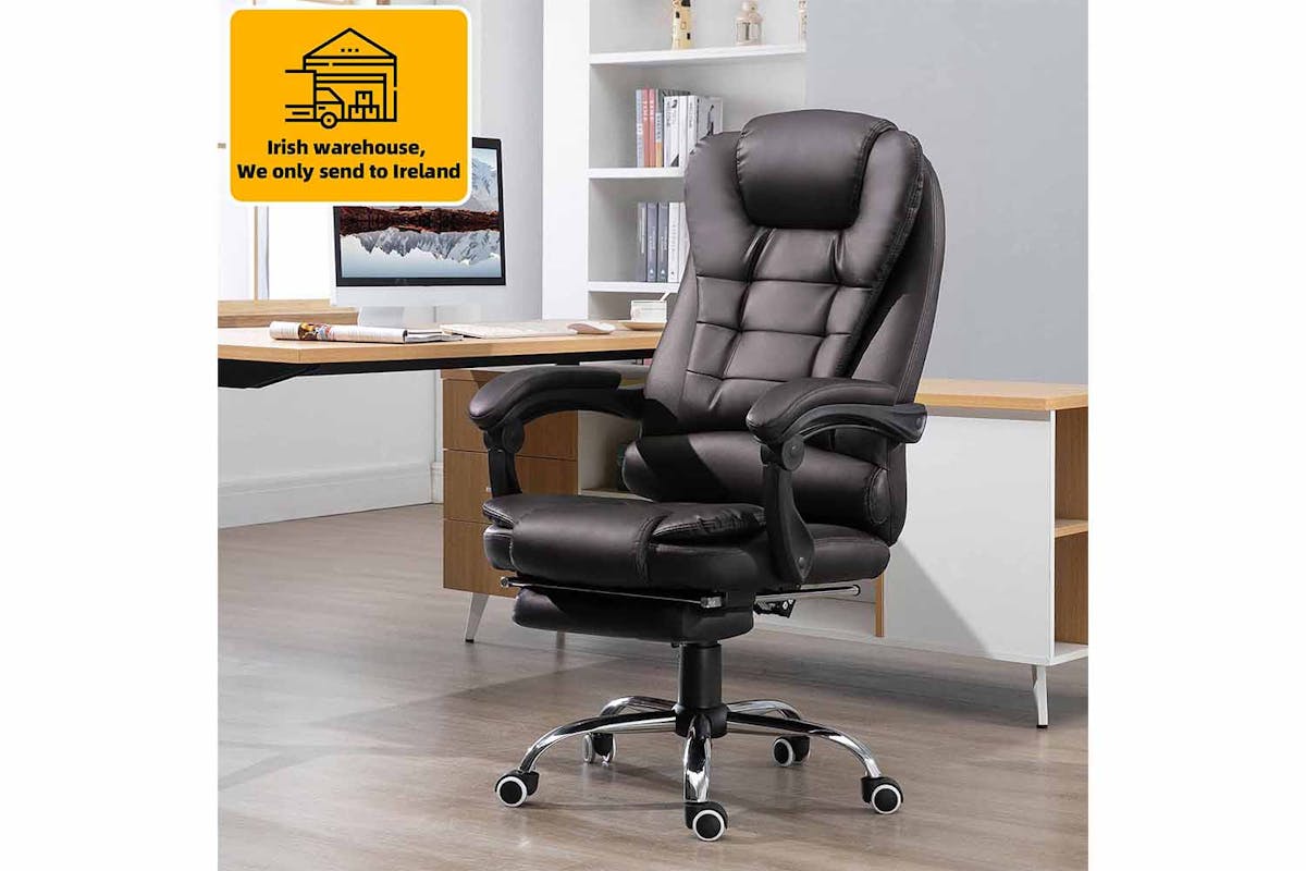 Homcom Vinsetto Executive Home Office Chair with Footrest | Brown-2