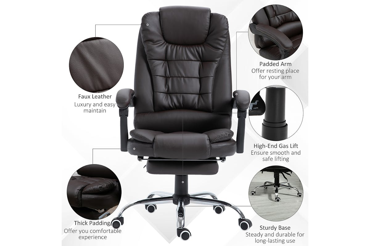 Homcom Vinsetto Executive Home Office Chair with Footrest | Brown-3