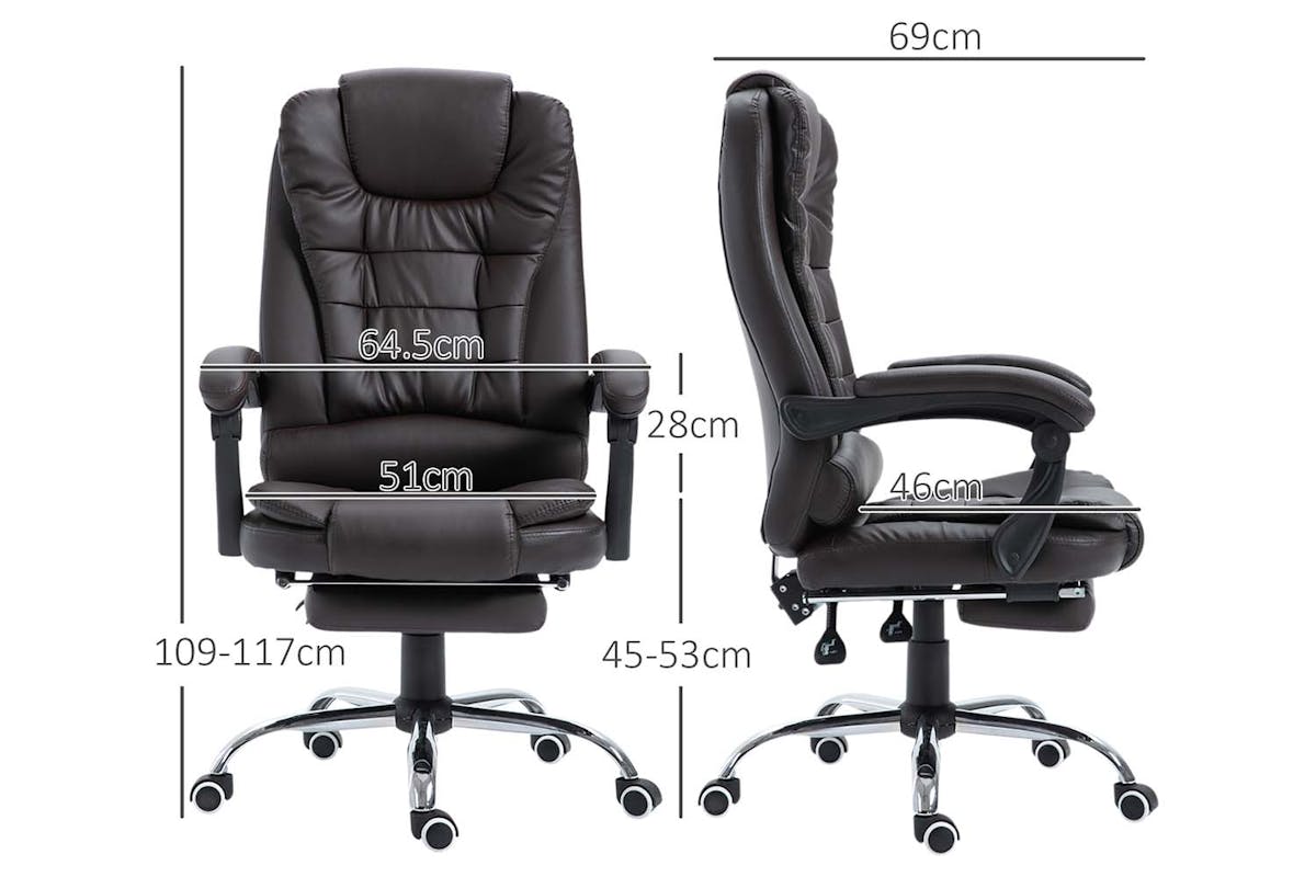 Homcom Vinsetto Executive Home Office Chair with Footrest | Brown-7