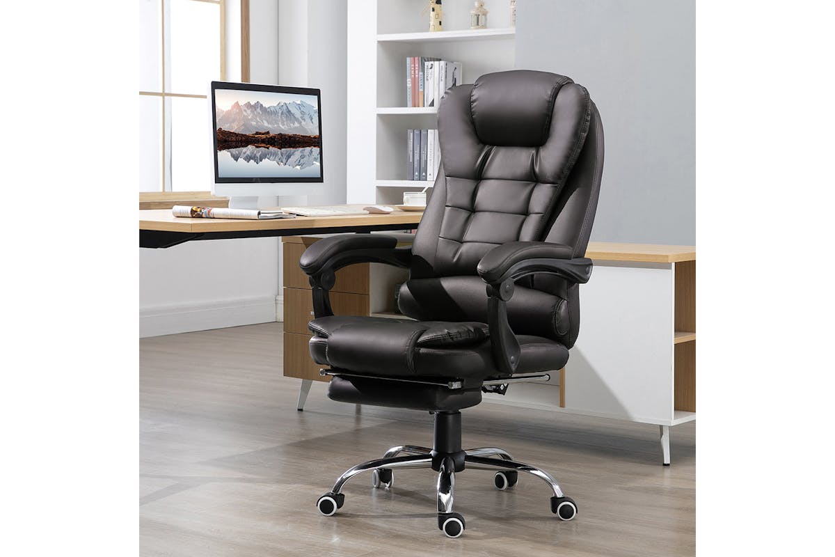 Homcom Executive Office Chair with Retractable Footrest | Brown-2