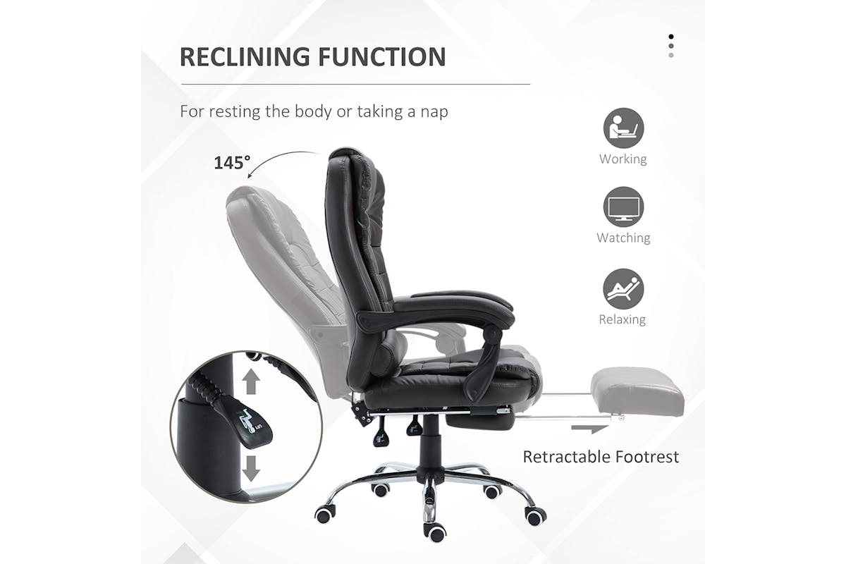 Homcom Executive Office Chair with Retractable Footrest | Brown-4