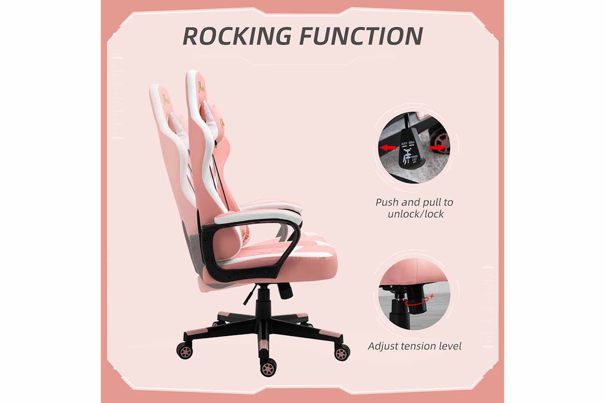 Vinsetto Ergonomic Gaming Chair | Pink/White-4