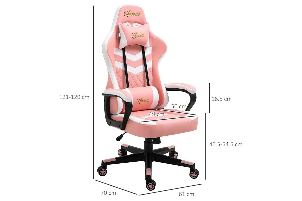 Vinsetto Ergonomic Gaming Chair | Pink/White-7