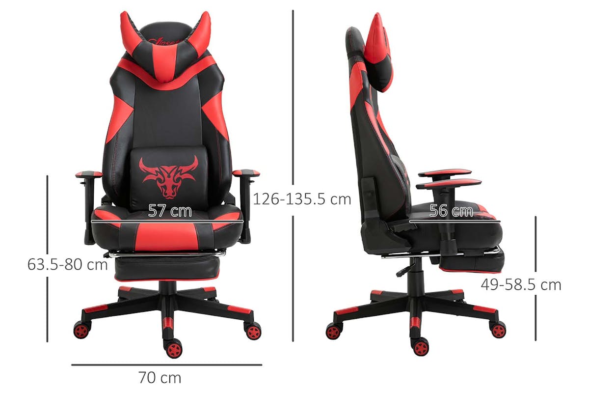 Vinsetto Reclining Gaming Chair with Footrest | Red/Black-7