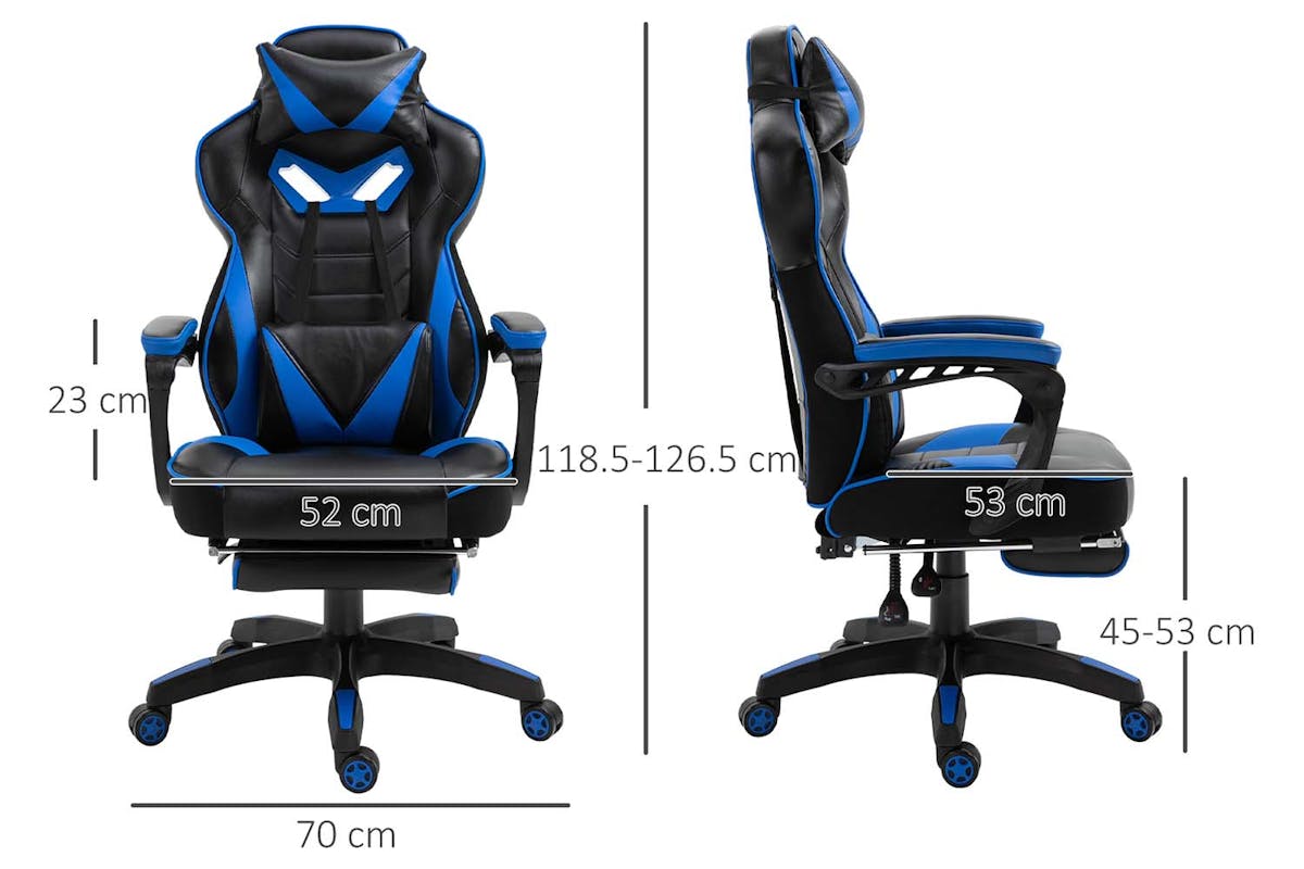 Vinsetto Racing Gaming Chair with Footrest | Blue/Black-7