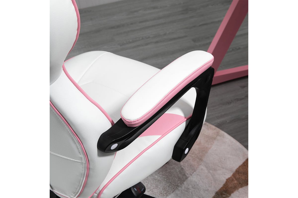 Vinsetto Gaming Chair with Footrest | Pink/White-3