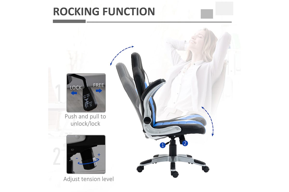 Homcom Racing Gaming Chair | Blue/Black-4