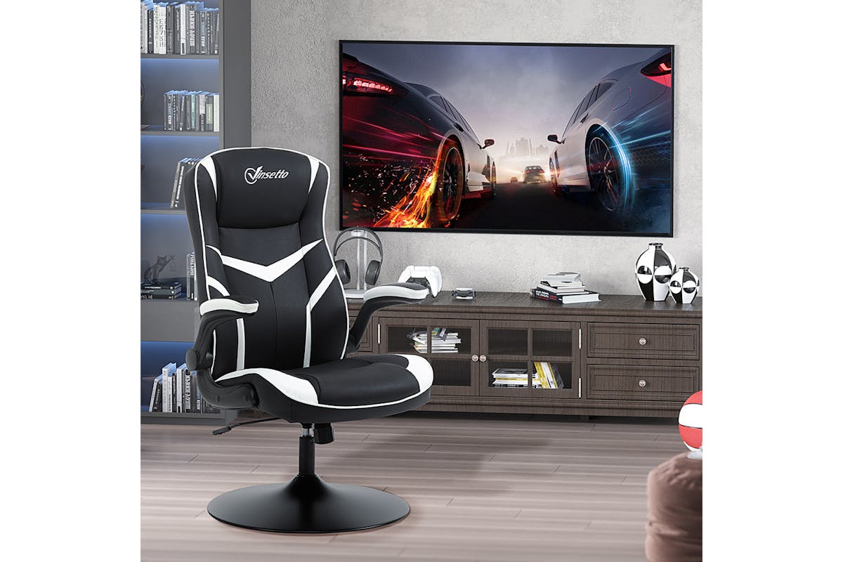 Vinsetto Adjustable Height Gaming Chair | Black/White-2