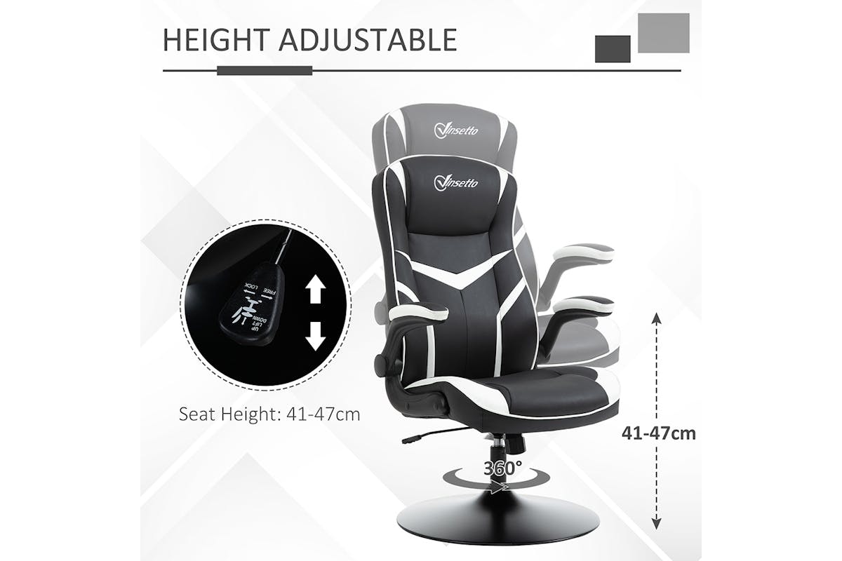 Vinsetto Adjustable Height Gaming Chair | Black/White-3