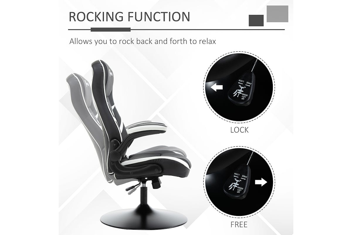 Vinsetto Adjustable Height Gaming Chair | Black/White-4