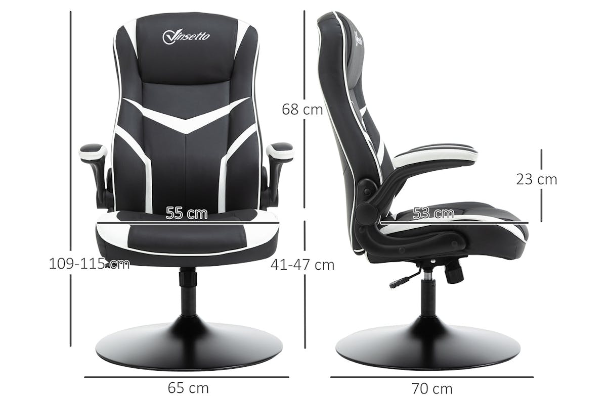 Vinsetto Adjustable Height Gaming Chair | Black/White-5