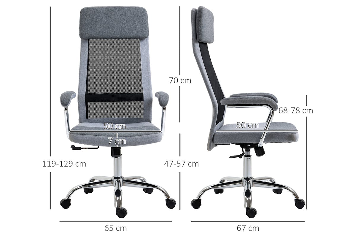 Vinsetto Ergonomic Office Chair | Light Grey/Black-6