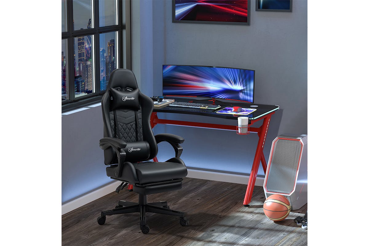 Vinsetto Gaming Chair with Footrest | Black-2