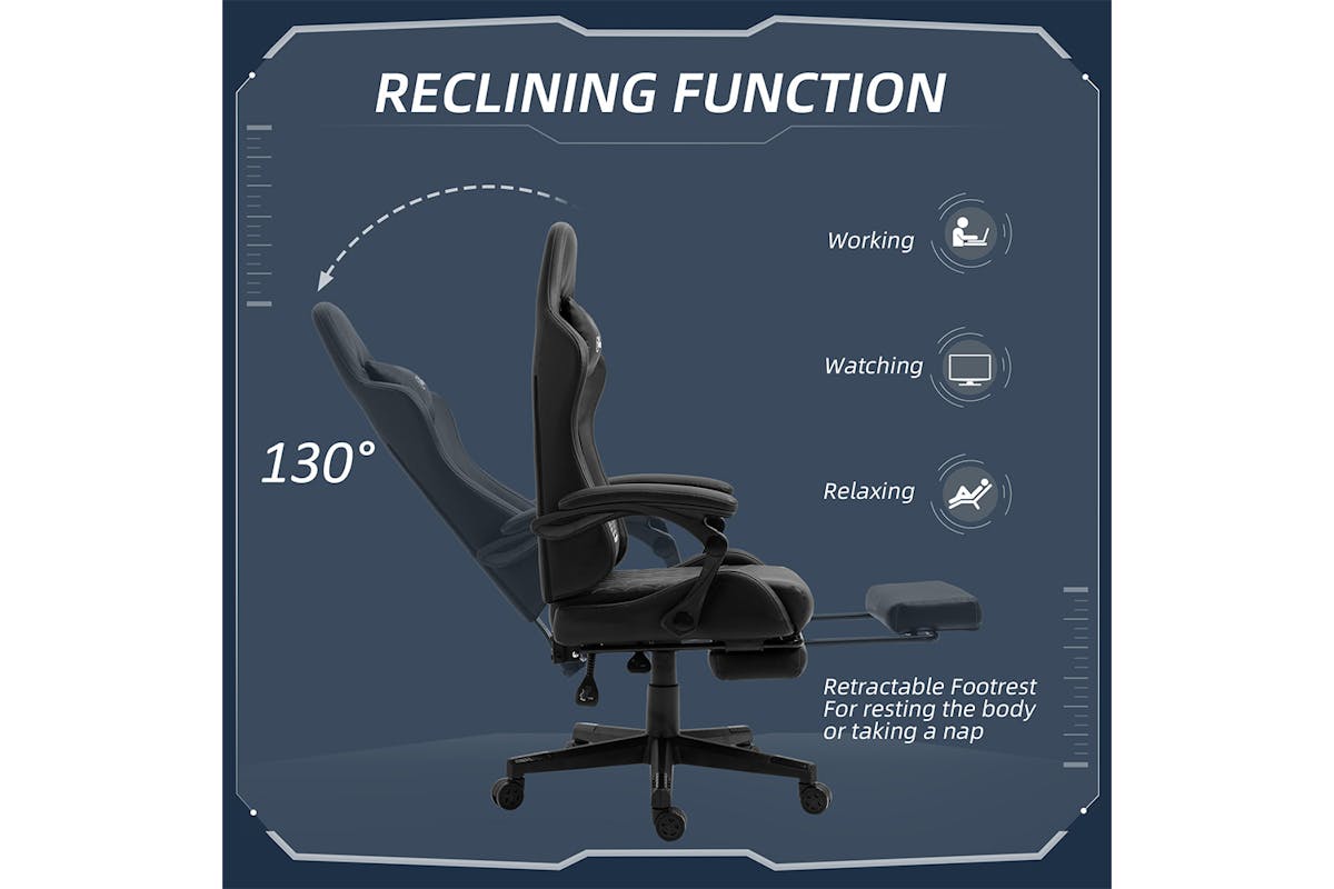 Vinsetto Gaming Chair with Footrest | Black-4