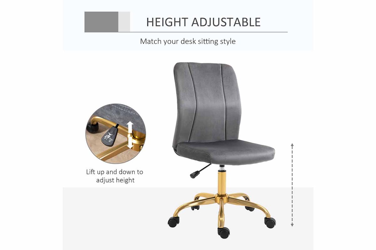Vinsetto 360° Swivel Armless Office Chair | Grey-3