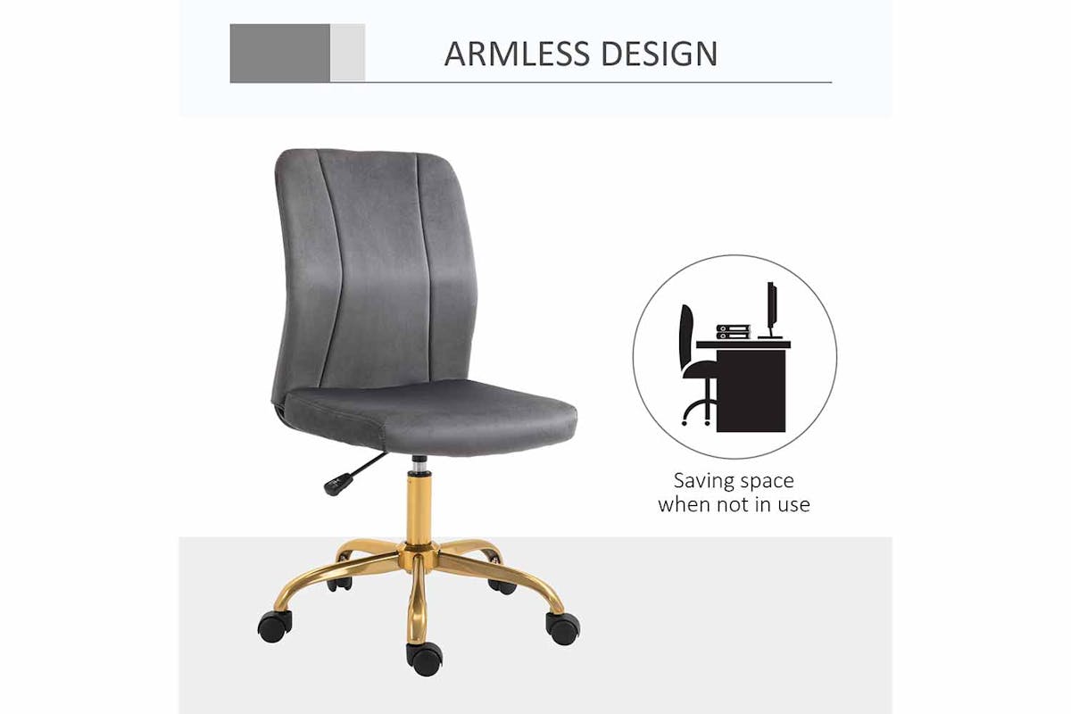Vinsetto 360° Swivel Armless Office Chair | Grey-4