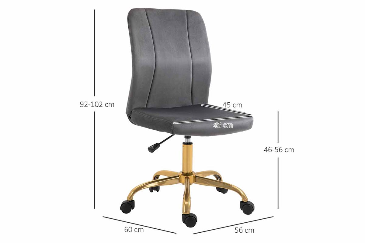 Vinsetto 360° Swivel Armless Office Chair | Grey-5