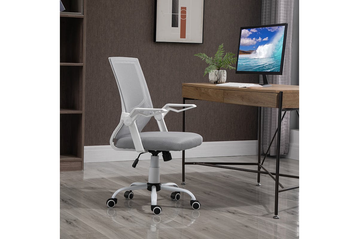Vinsetto Office Chair with Lumbar Support | Grey/White-2