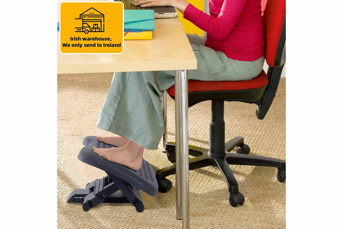 Homcom Foot Rest for Under Desk | Grey/Black-2