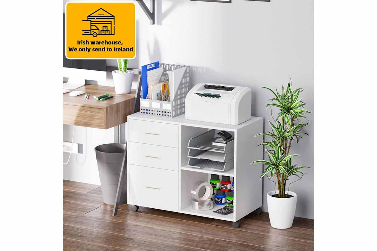 Homcom Printer Table with Wheels | White-2