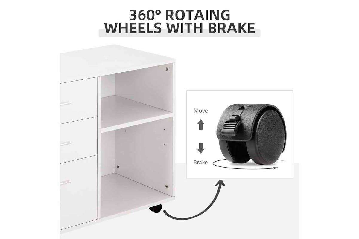 Homcom Printer Table with Wheels | White-4