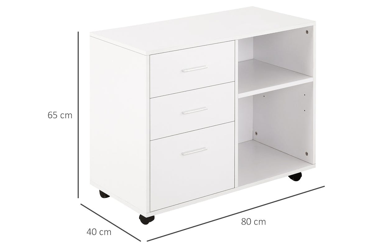 Homcom Printer Table with Wheels | White-6