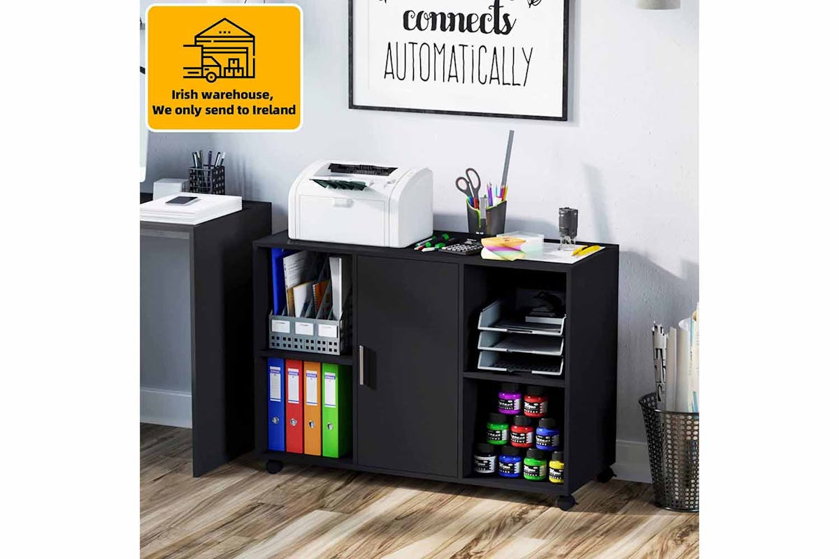 Vinsetto Mobile Filing Cabinet Printer Stand with E1 Particle Board | Black-2