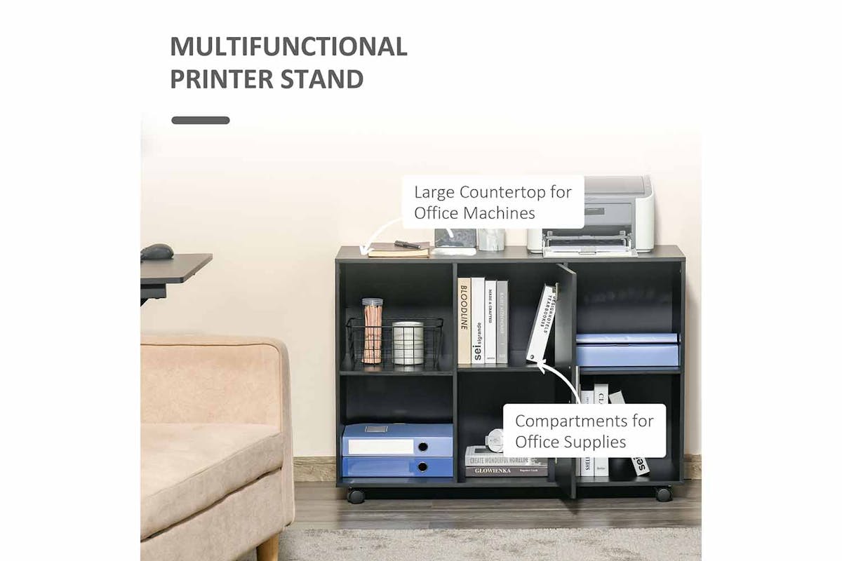 Vinsetto Mobile Filing Cabinet Printer Stand with E1 Particle Board | Black-4