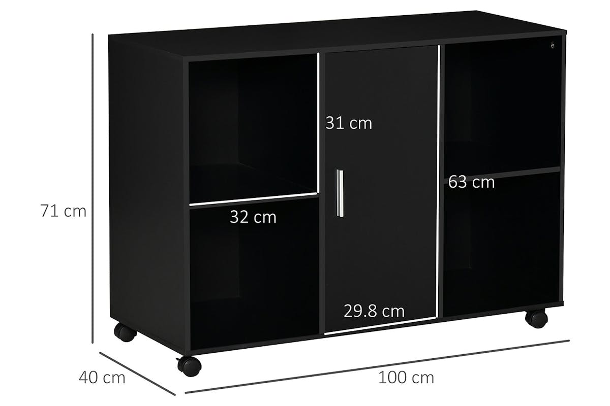 Vinsetto Mobile Filing Cabinet Printer Stand with E1 Particle Board | Black-7