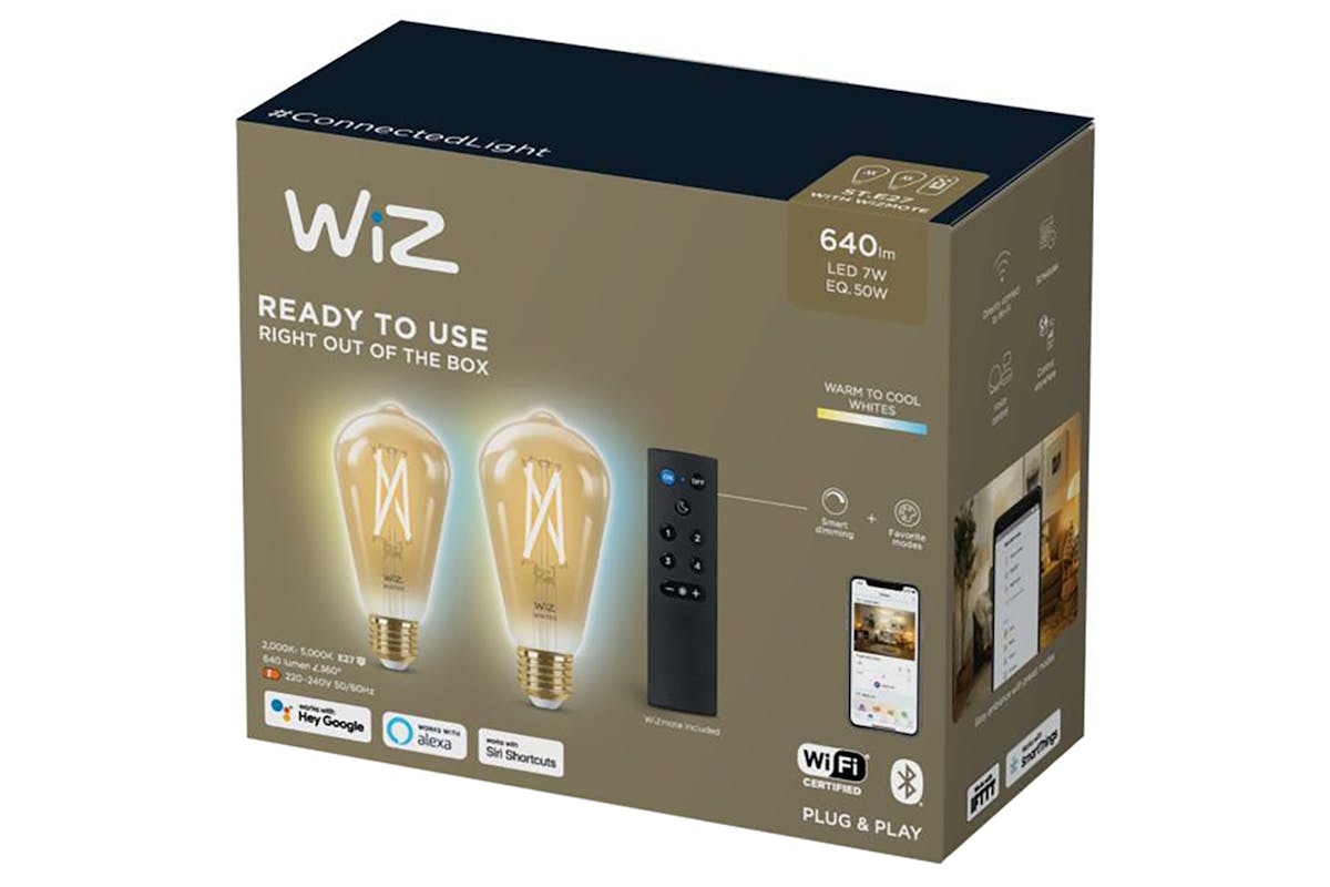 Wiz ST64 E27 Filament Amber Bulbs with WiZmote | 2 Piece of Pack-18