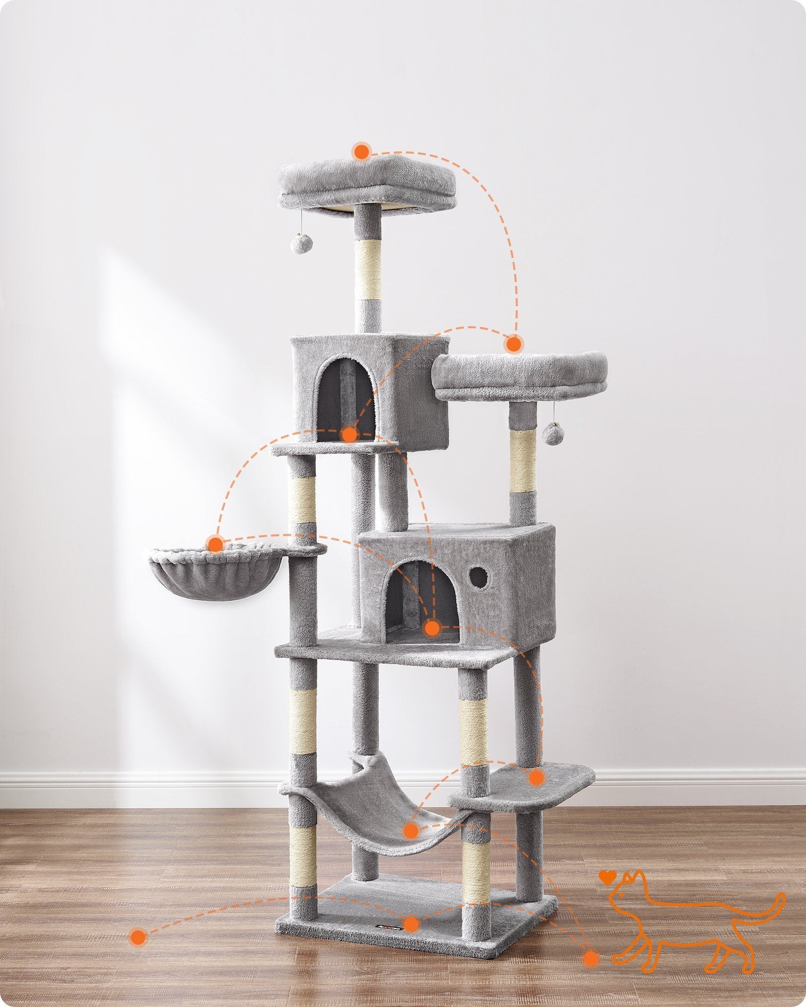 Feandrea PCT196W01 Scratching Post with Removable Covers | Light Gray-7