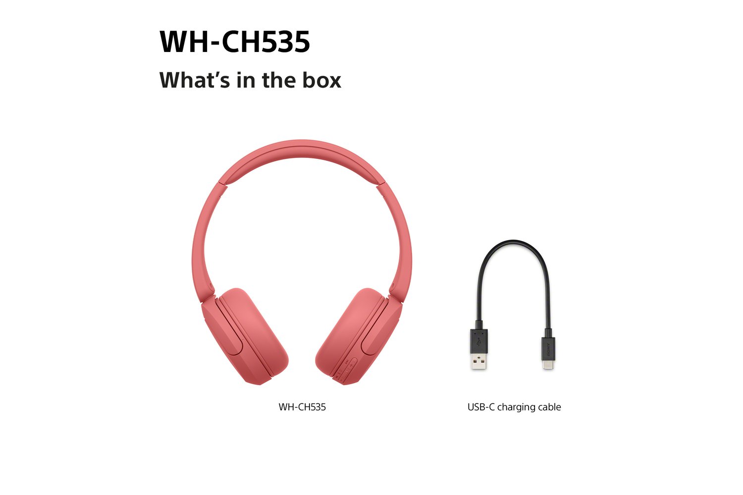 Sony WH-CH535 Wireless Bluetooth Headphones | Coral Red-9