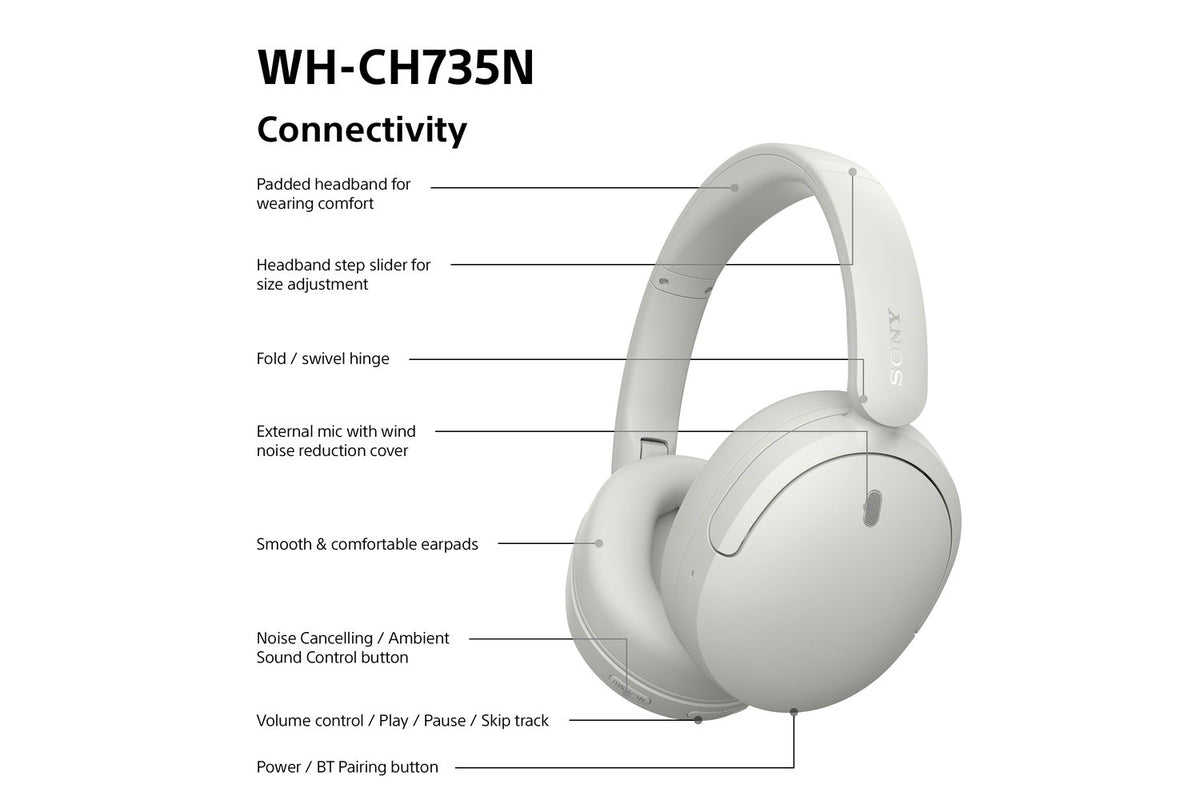 Sony WH-CH735N Wireless Noise Cancelling Headphones | White-9