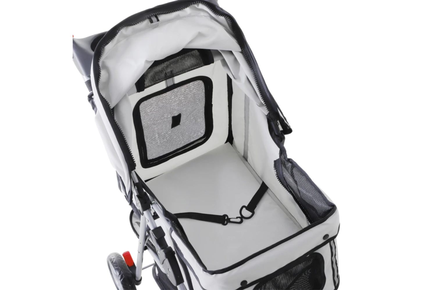 PawHut Foldable Cat Stroller Pram Pushchair | Grey/Silver-5