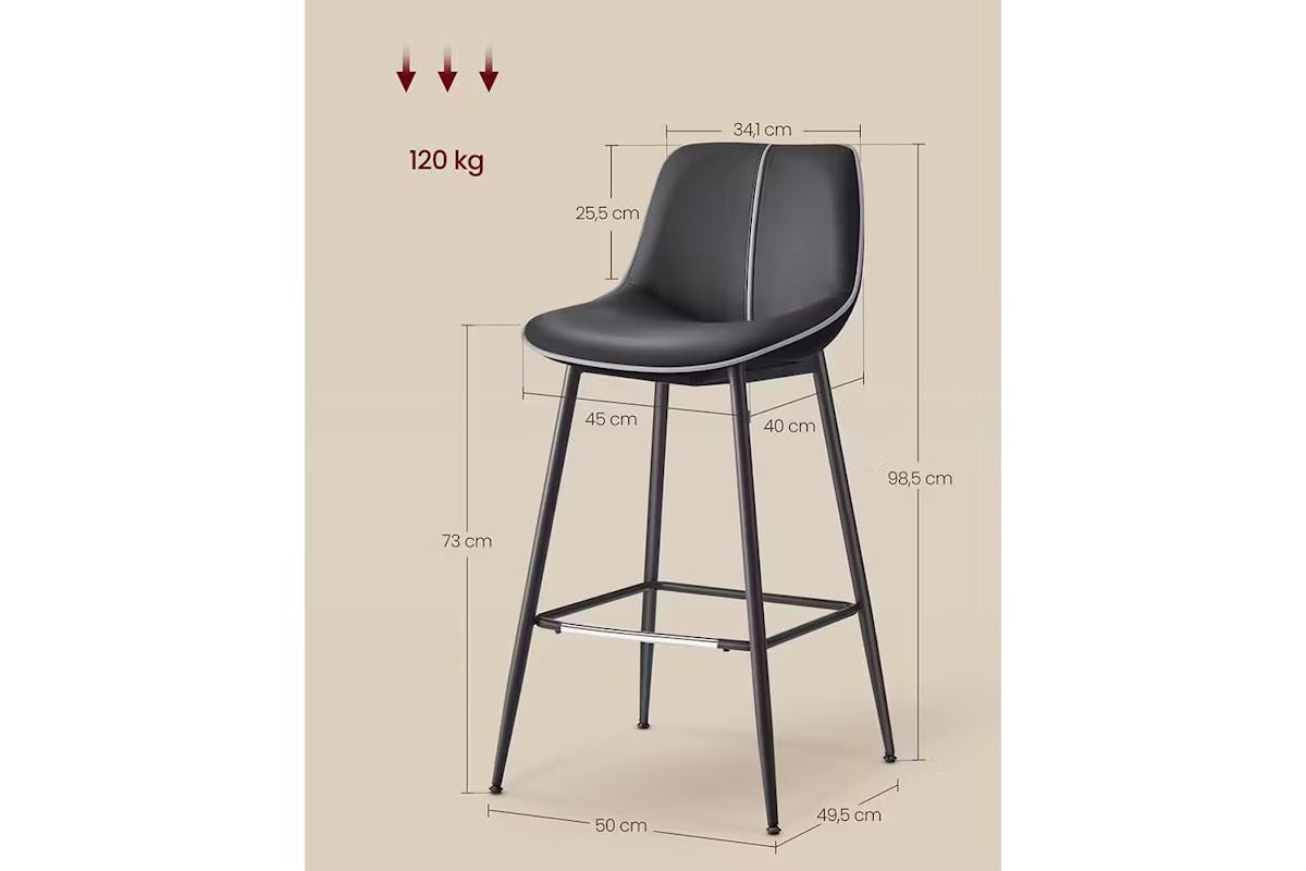 Vasagle Bar Stools | Ink Black | Set of 2 [Ex-Display - DC250587-000021]-5