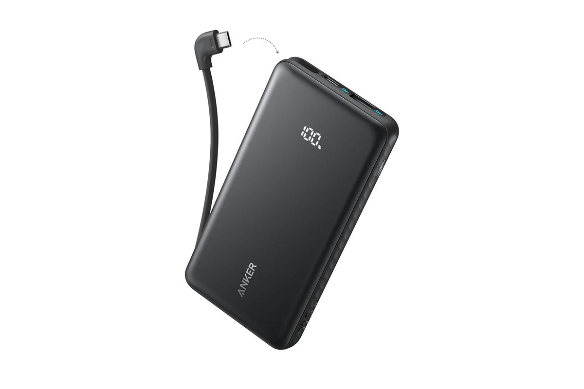 Anker Zolo 10,000 mAh 22.5W Power Bank with Built-in USB-C Cable | Black