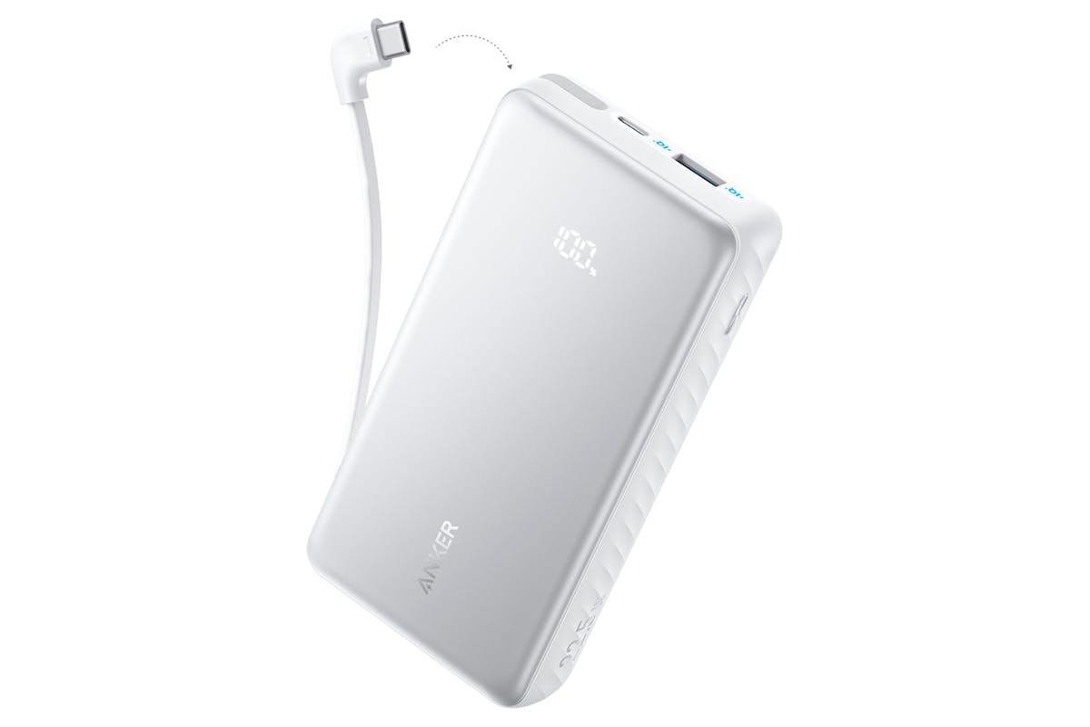 Anker Zolo 20K 22.5W Power Bank with Built-In USB-C Cable | White
