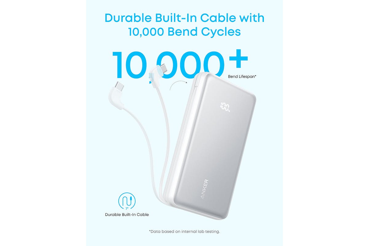 Anker Zolo 20K 22.5W Power Bank with Built-In USB-C Cable | White-2