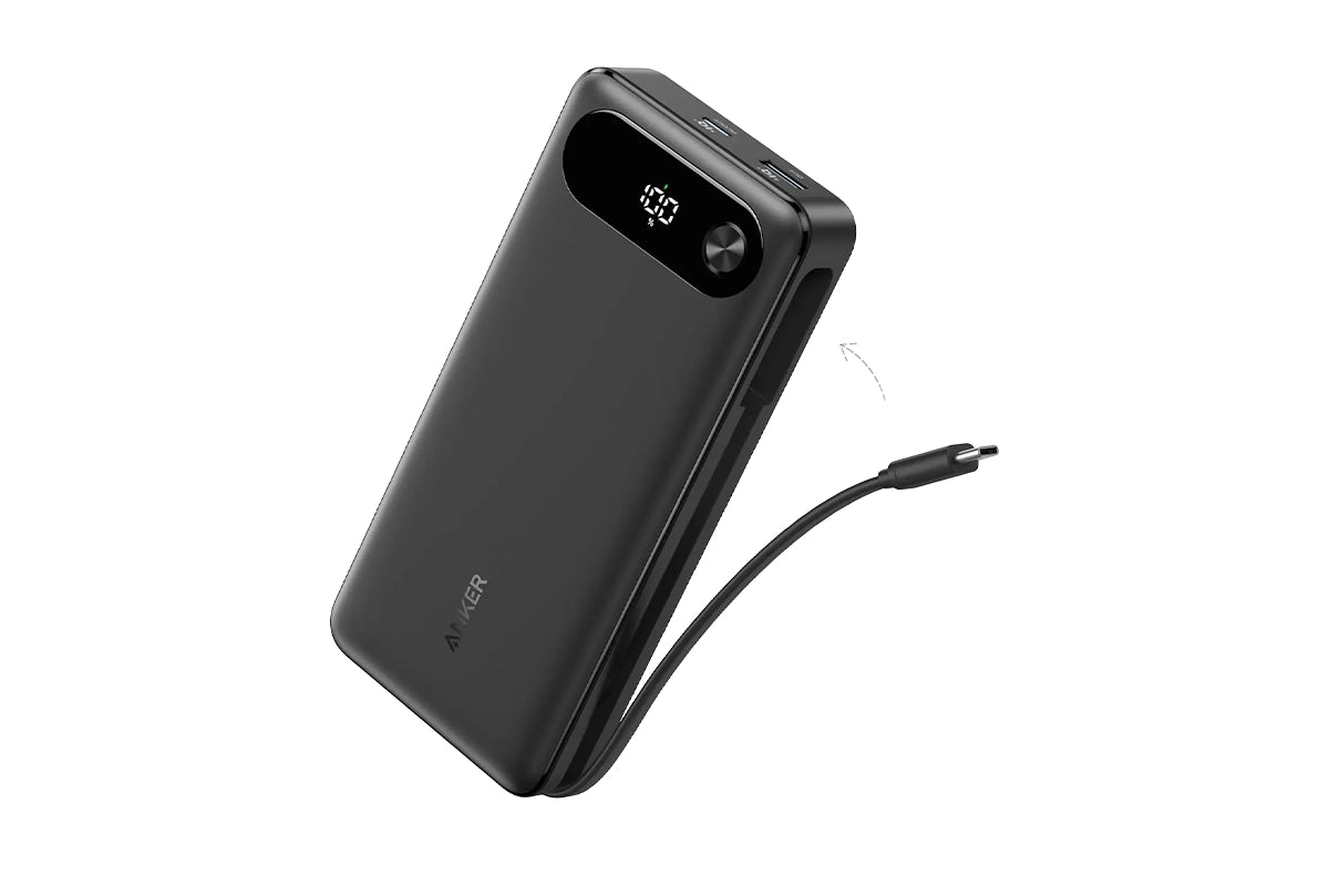 Anker 87W Power Bank with Built-in USB-C Cable | Black