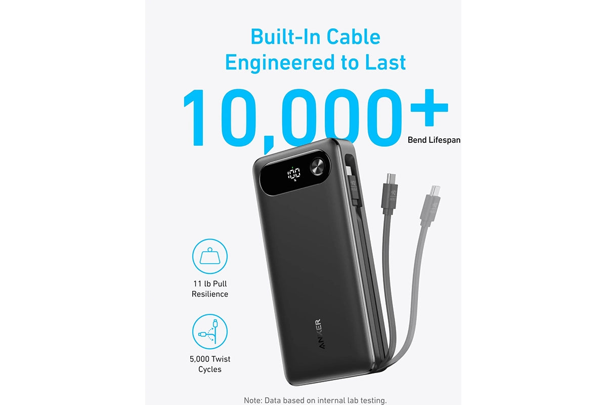 Anker 87W Power Bank with Built-in USB-C Cable | Black-5