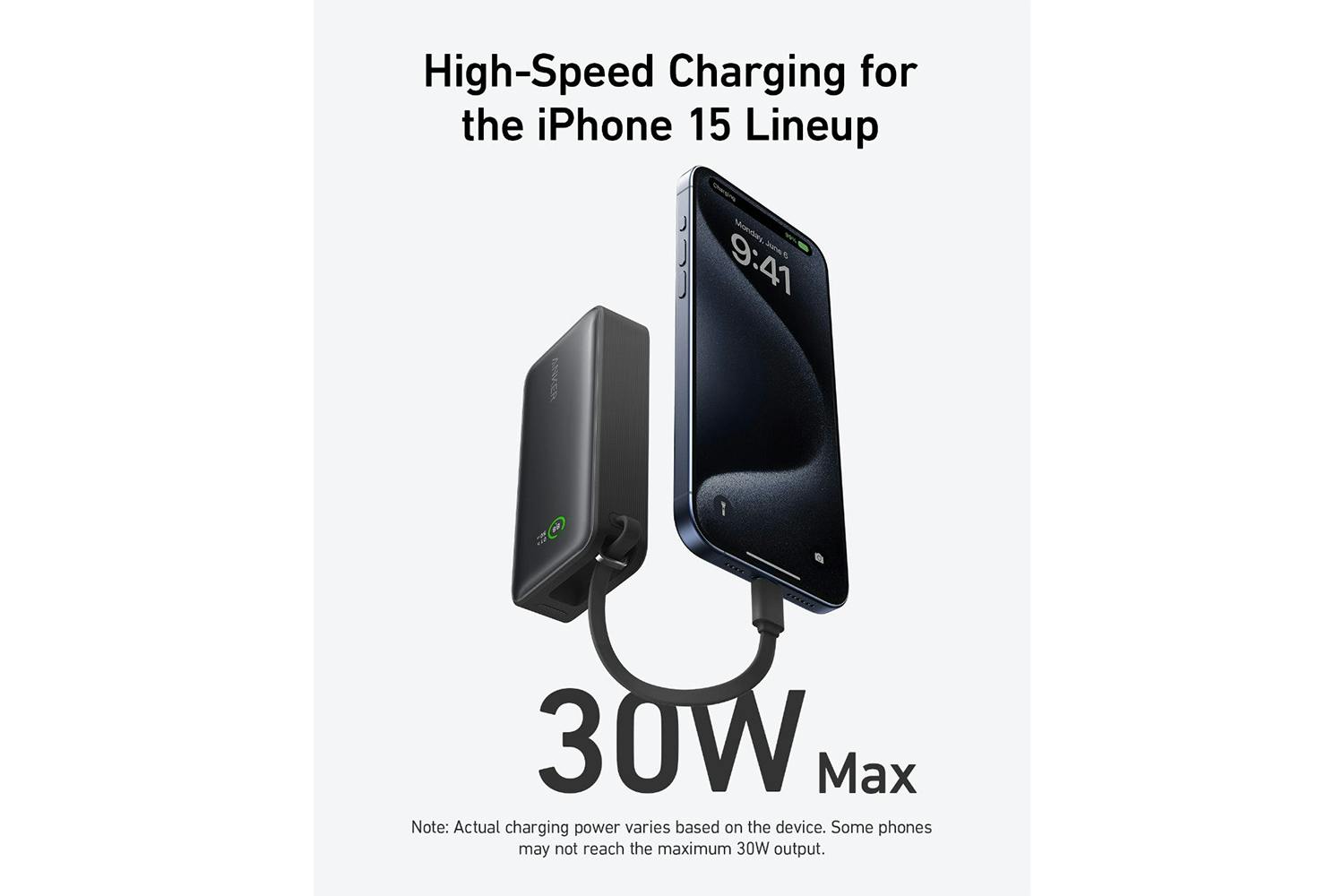 Anker Nano 10K 30W Power Bank with Built-In USB-C Cable | Black Stone-2