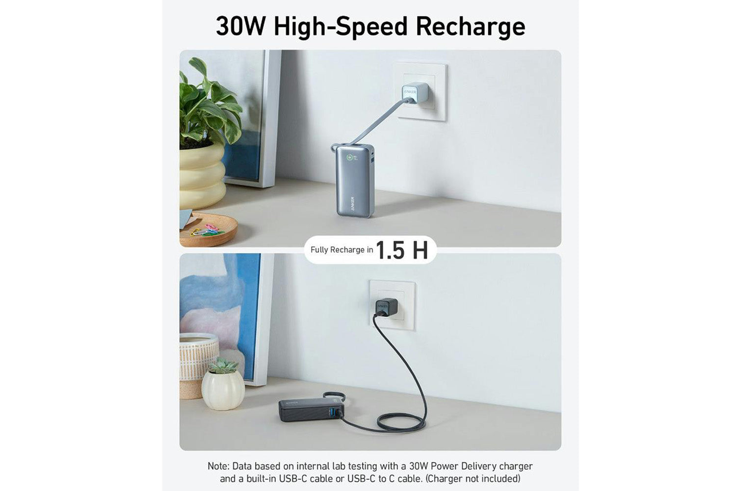 Anker Nano 10K 30W Power Bank with Built-In USB-C Cable | Black Stone-5