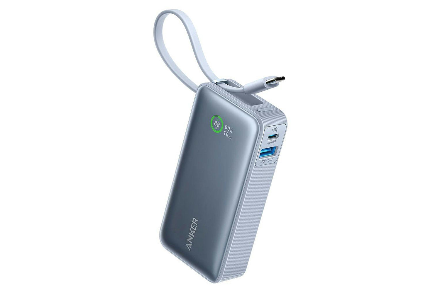 Anker Nano 10K 30W Power Bank with Built-In USB-C Cable | Ice Lake Blue