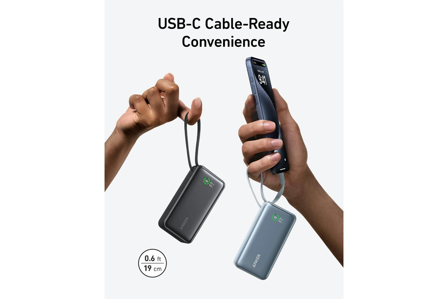Anker Nano 10K 30W Power Bank with Built-In USB-C Cable | Ice Lake Blue-2