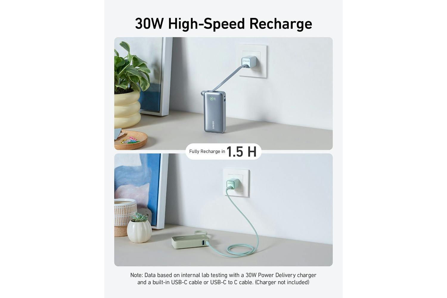 Anker Nano 10K 30W Power Bank with Built-In USB-C Cable | Ice Lake Blue-4