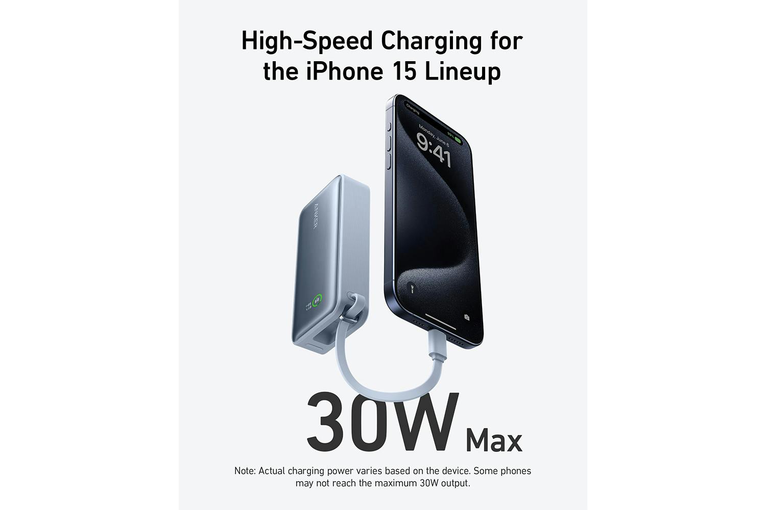 Anker Nano 10K 30W Power Bank with Built-In USB-C Cable | Ice Lake Blue-5