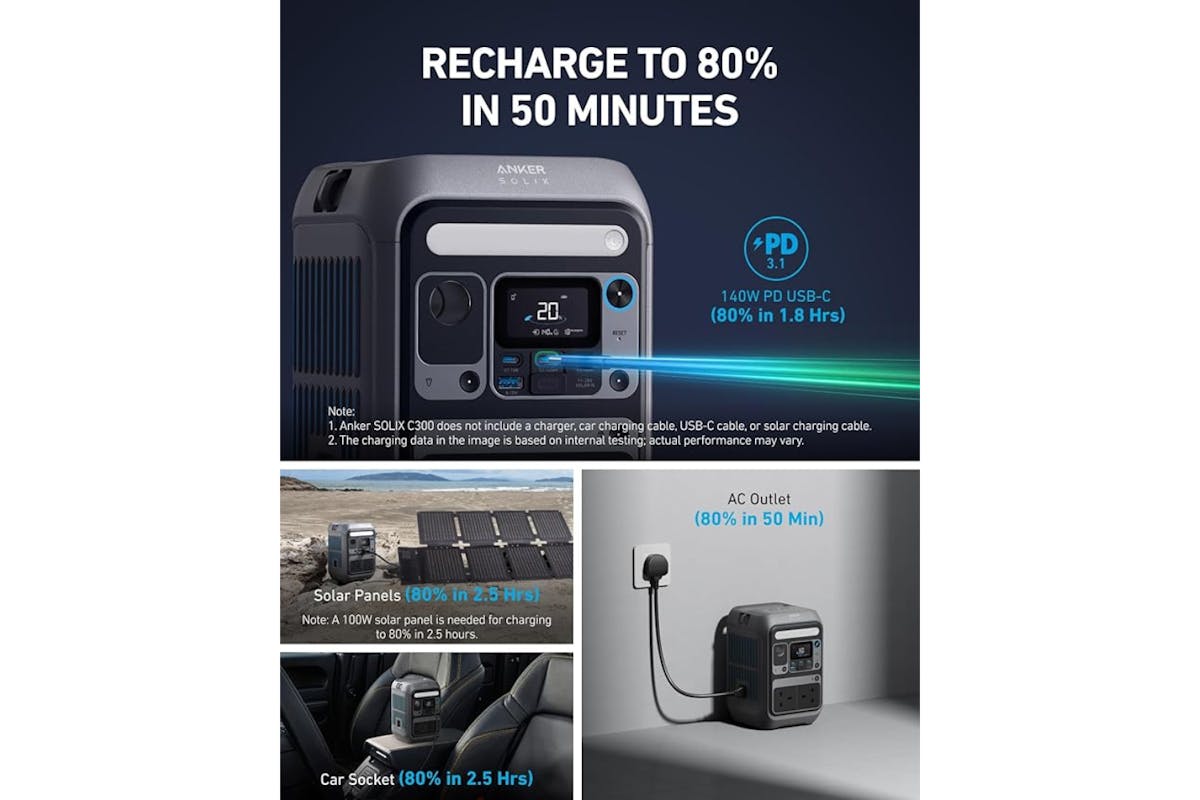 Anker Solix C300X AC Portable Power Station | 300W | A1723211-9