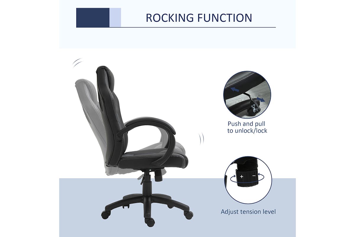 Homcom 360° Swivel Office Chair with Head Support | Black/Grey-4